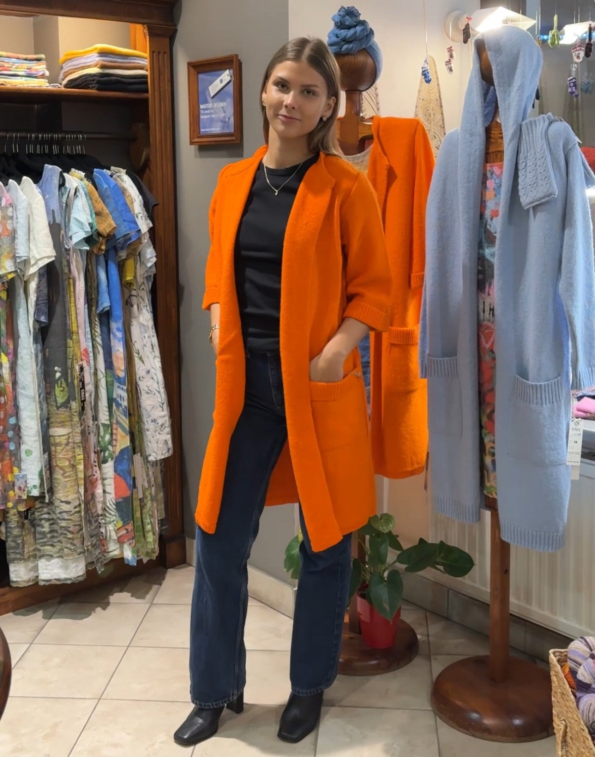 Wool cardigan with ¾ sleeves "Santa"