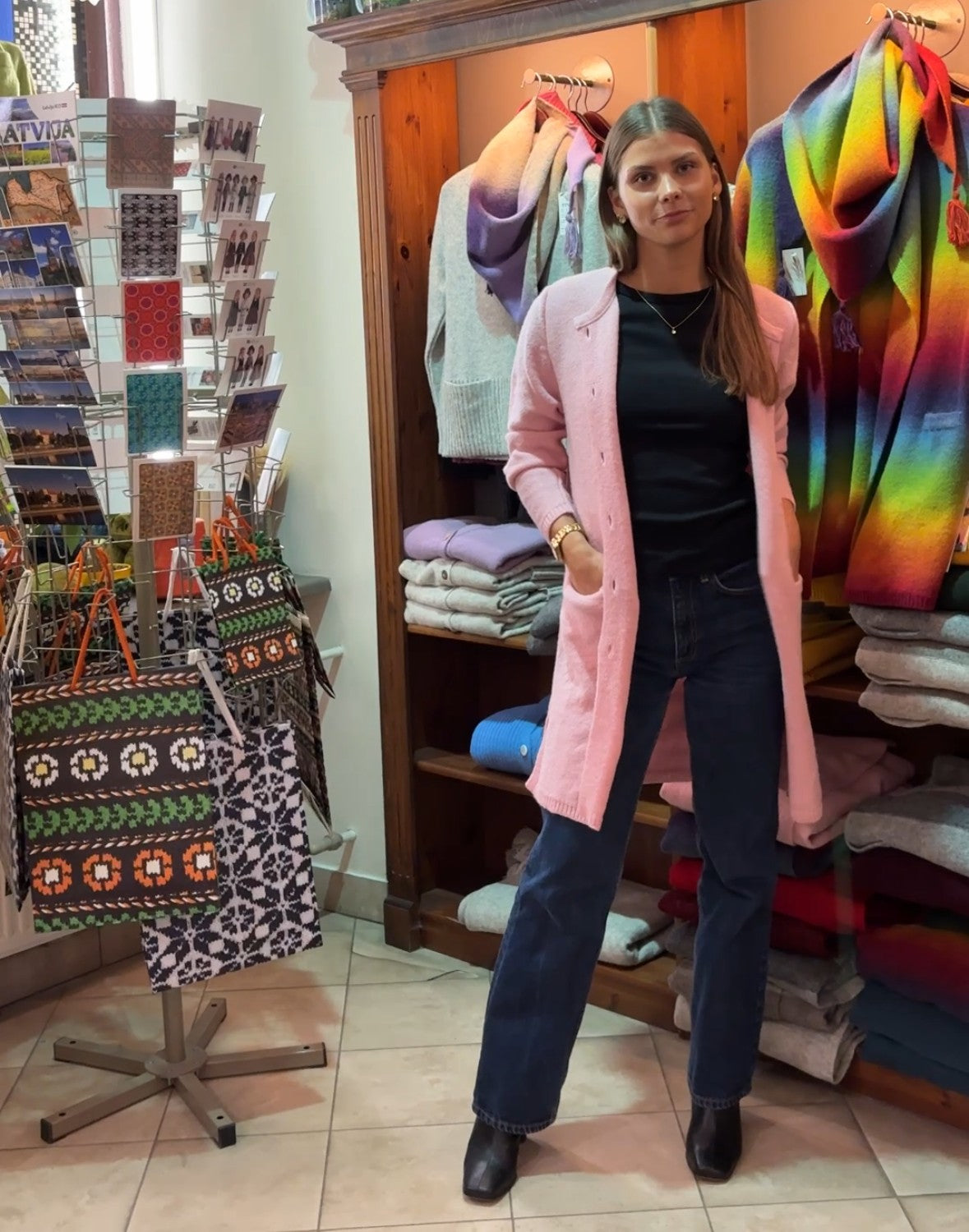 Gara adīta jaka ar pogām "Glorija"