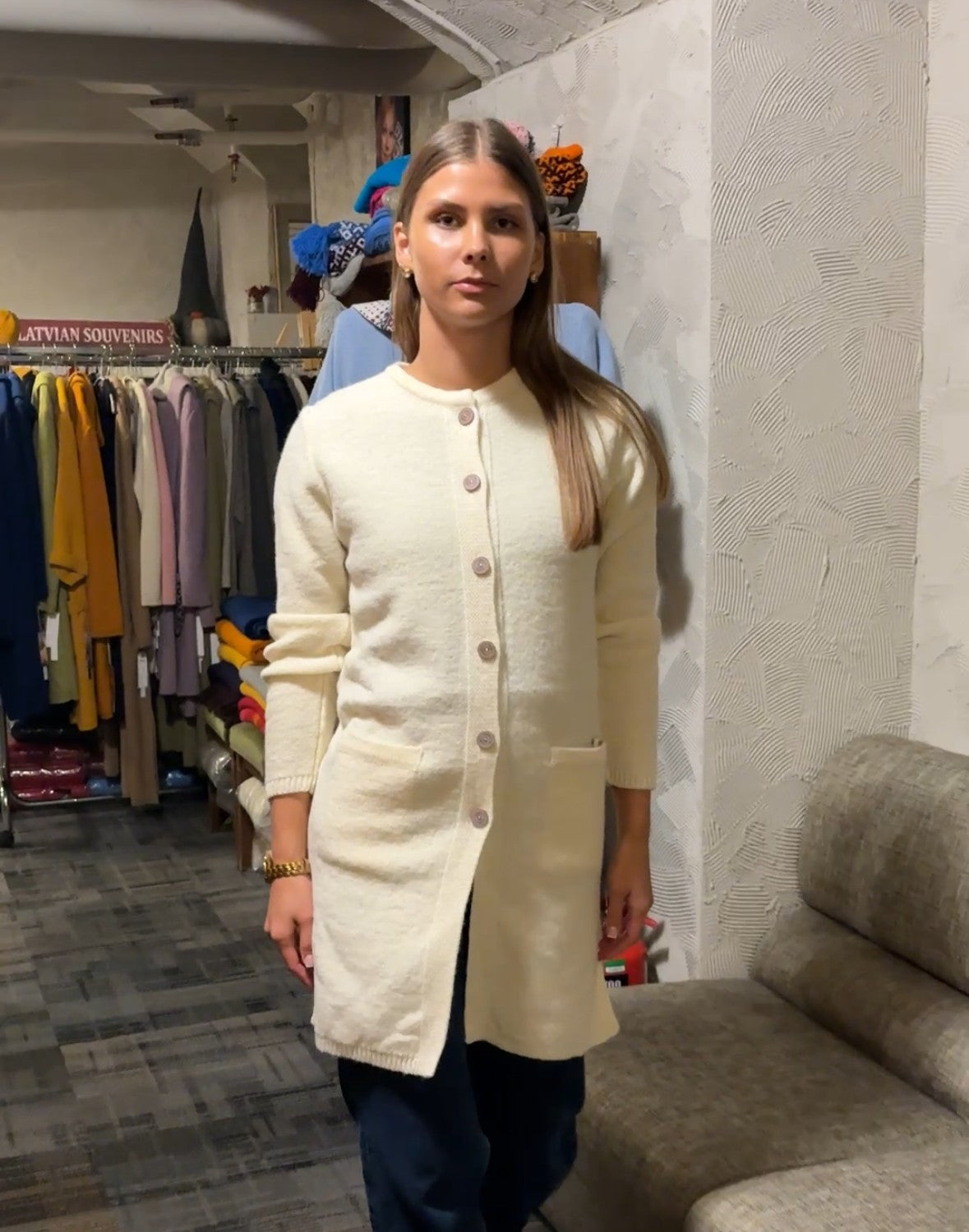 Gara adīta jaka ar pogām "Glorija"