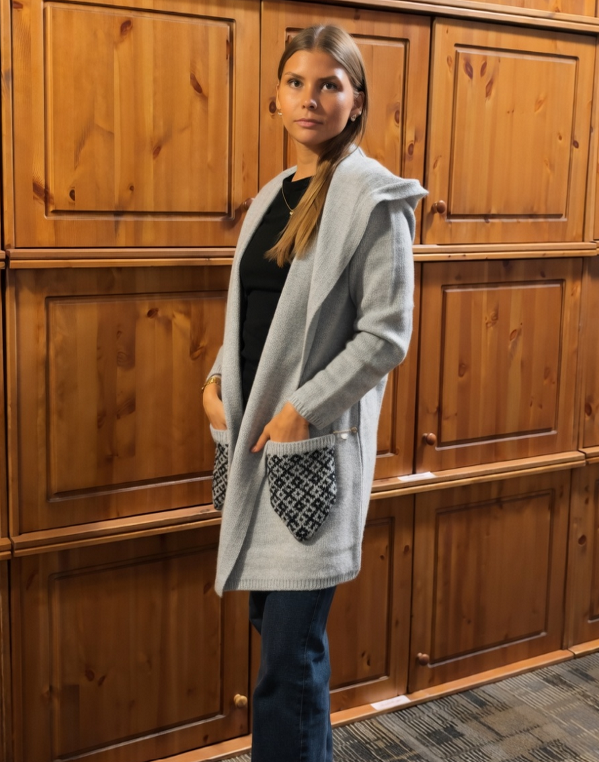 Wool Jacket with Patterned Pockets
